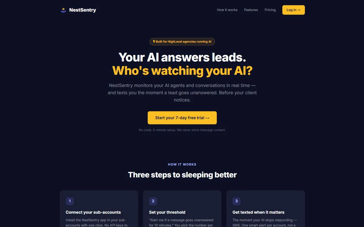 NestSentry AI agent monitoring for HighLevel agencies, built by Digital Biz Agency