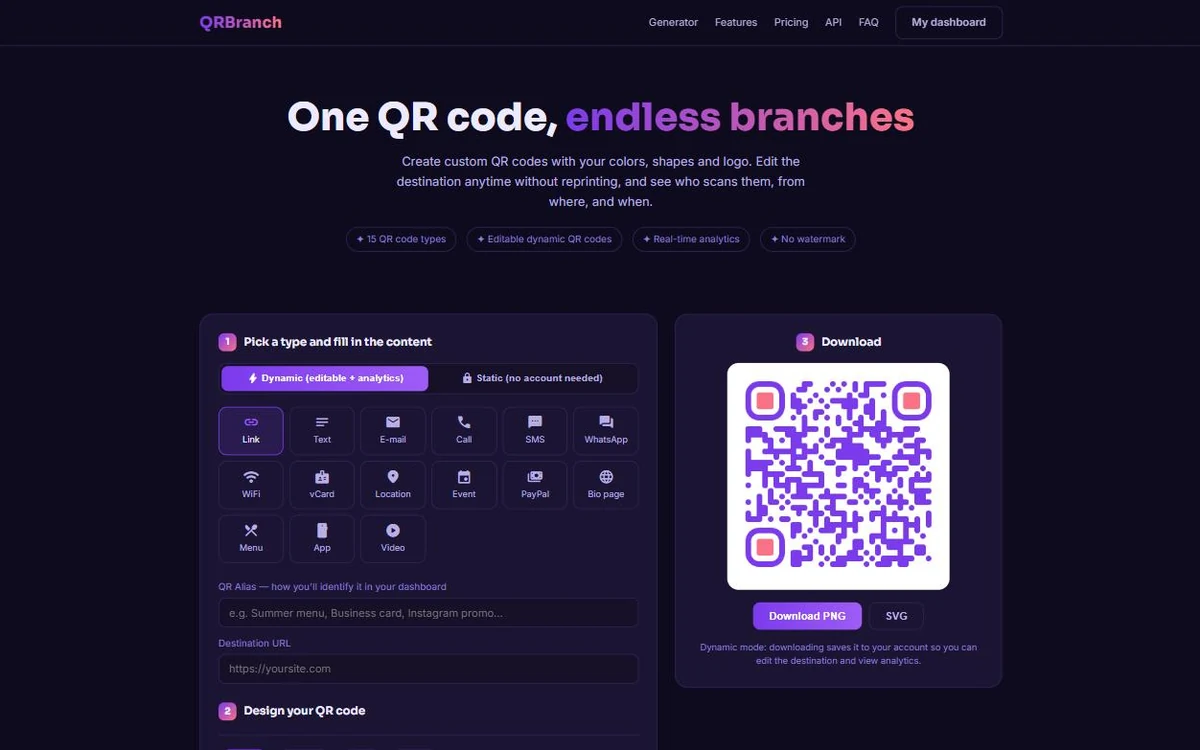 QRBranch dynamic QR code generator built by Digital Biz Agency