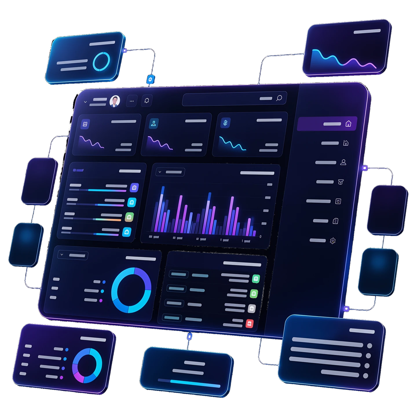 SaaS analytics dashboard with revenue, customer growth and traffic charts, built by Digital Biz Agency