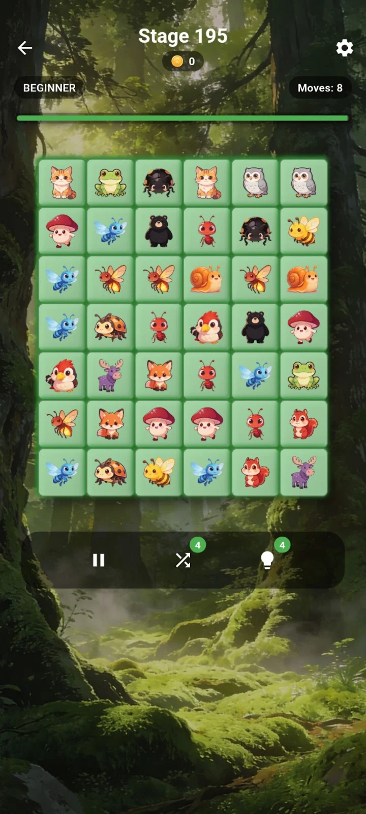 An Animal Reflect board mid-game